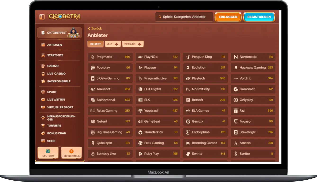 Spielanbieter bei Cleobetra Casino