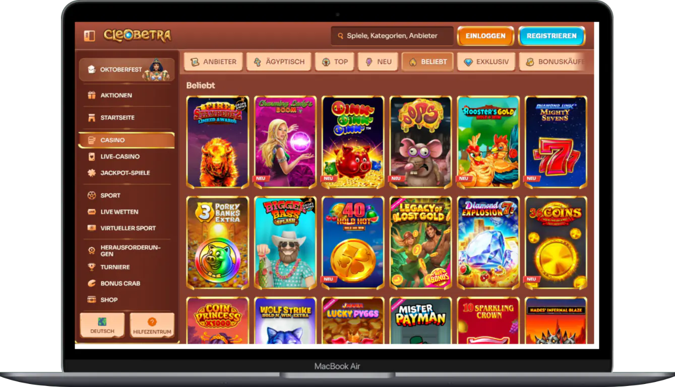 Spielauswahl bei Cleobetra Casino